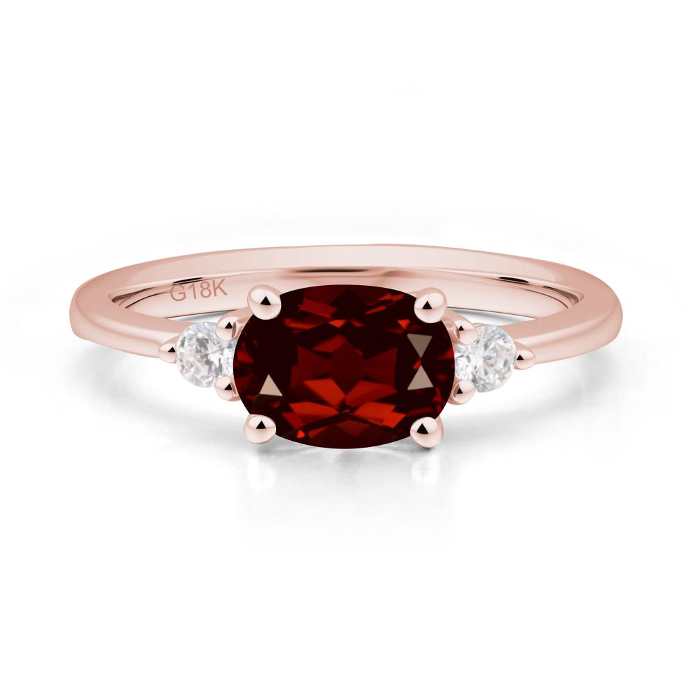 Oval East West Garnet Trilogy Ring - LUO Jewelry #metal_18k rose gold