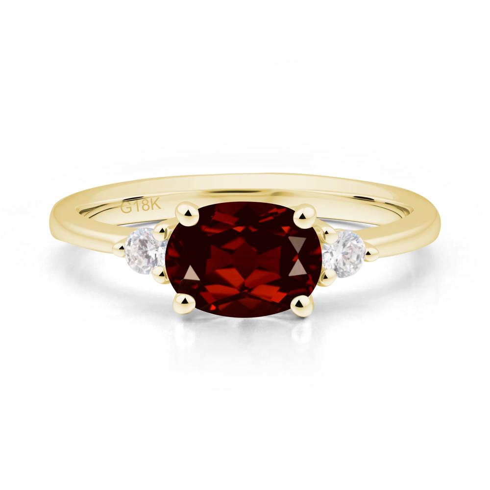 Oval East West Garnet Trilogy Ring - LUO Jewelry #metal_18k yellow gold