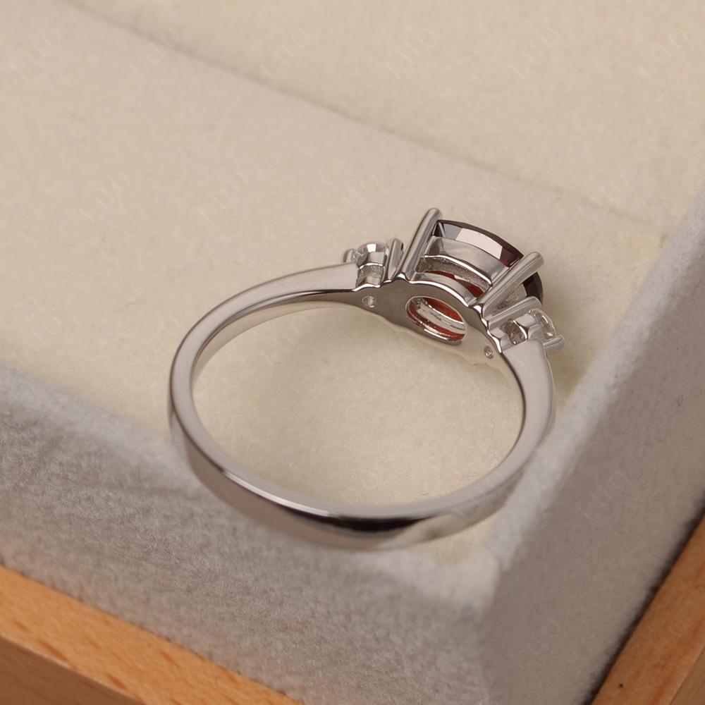 Oval East West Garnet Trilogy Ring - LUO Jewelry