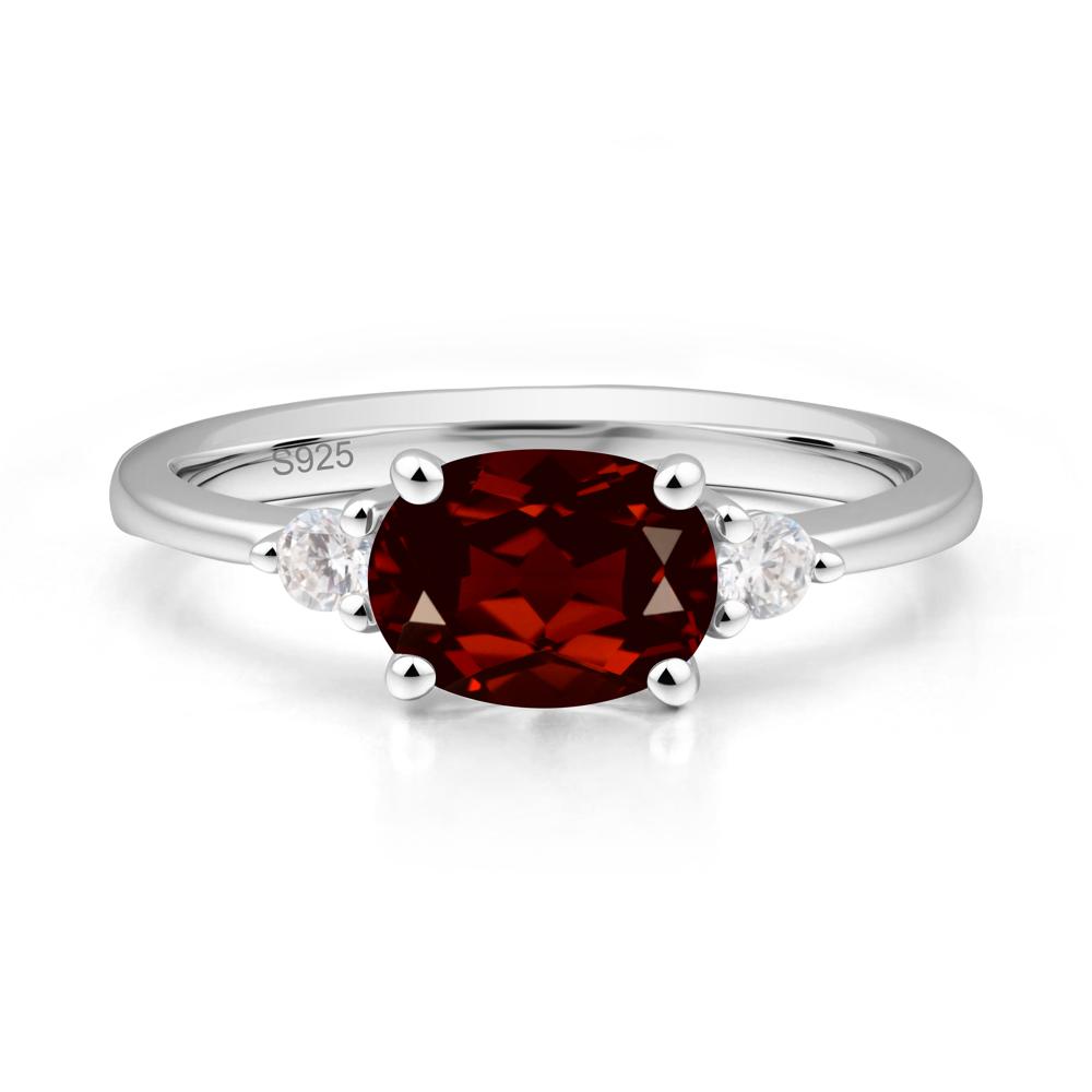 Oval East West Garnet Trilogy Ring - LUO Jewelry #metal_sterling silver