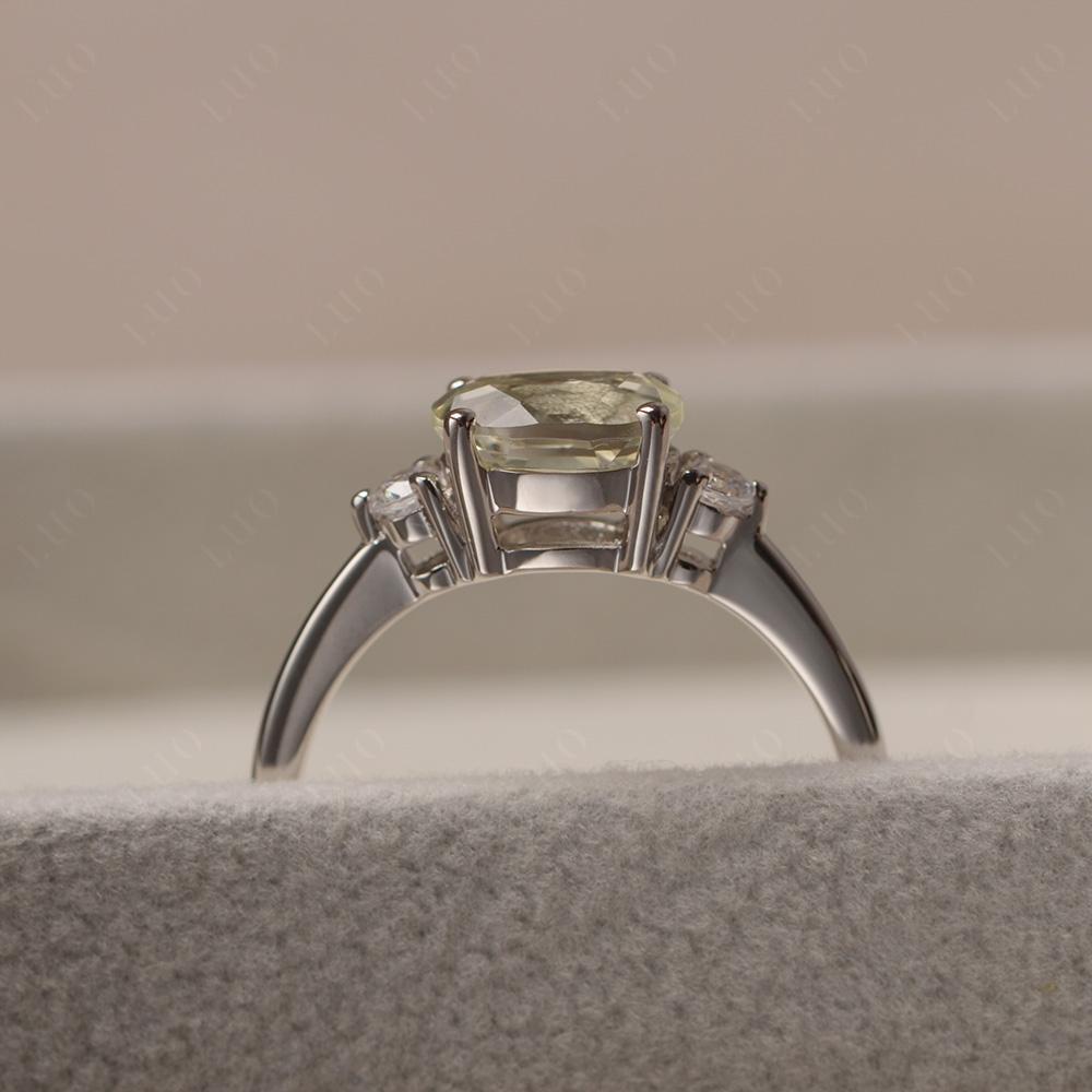 Oval East West Green Amethyst Trilogy Ring - LUO Jewelry