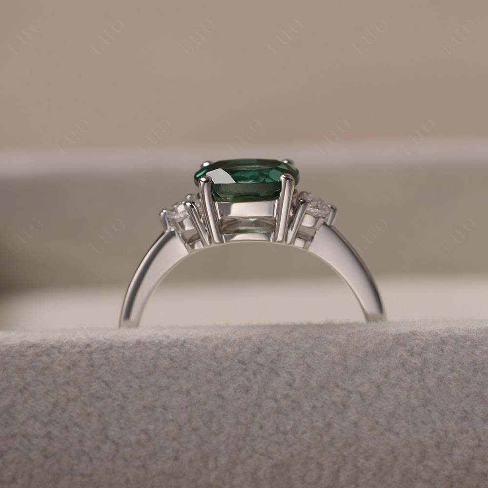 Oval East West Green Sapphire Trilogy Ring - LUO Jewelry