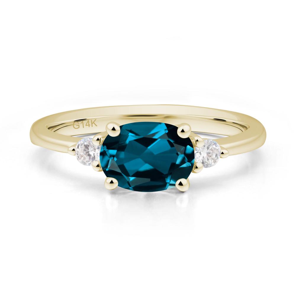 Oval East West London Blue Topaz Trilogy Ring - LUO Jewelry #metal_14k yellow gold