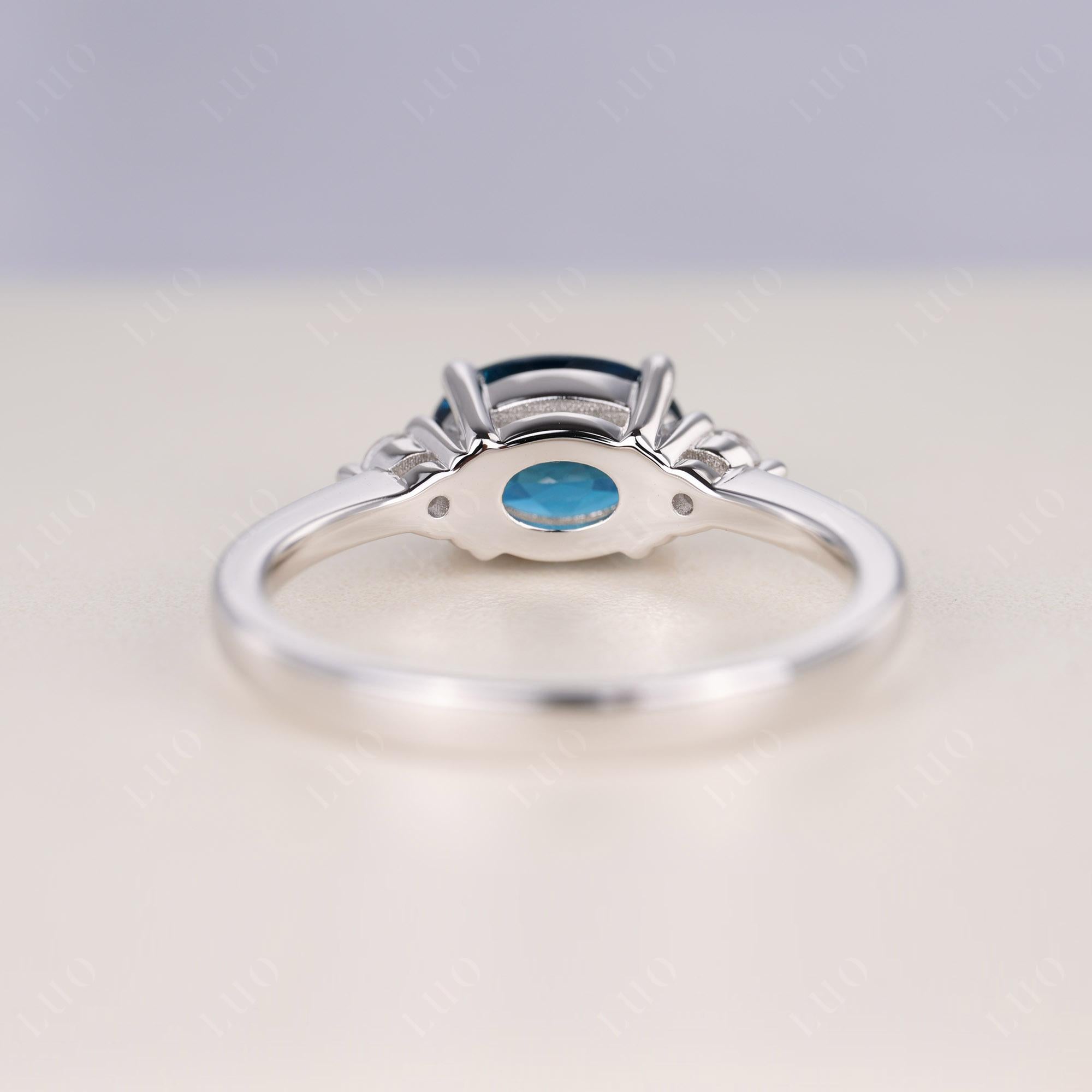 Oval East West London Blue Topaz Trilogy Ring - LUO Jewelry