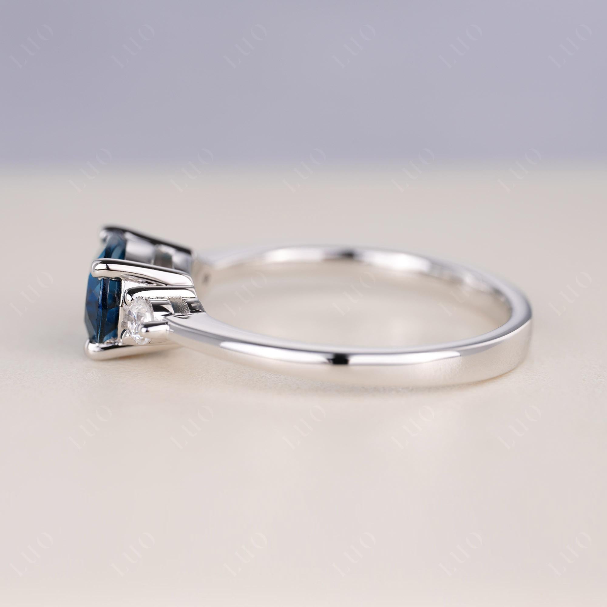 Oval East West London Blue Topaz Trilogy Ring - LUO Jewelry