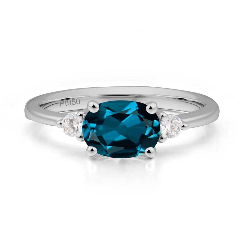 Oval East West London Blue Topaz Trilogy Ring - LUO Jewelry #metal_platinum