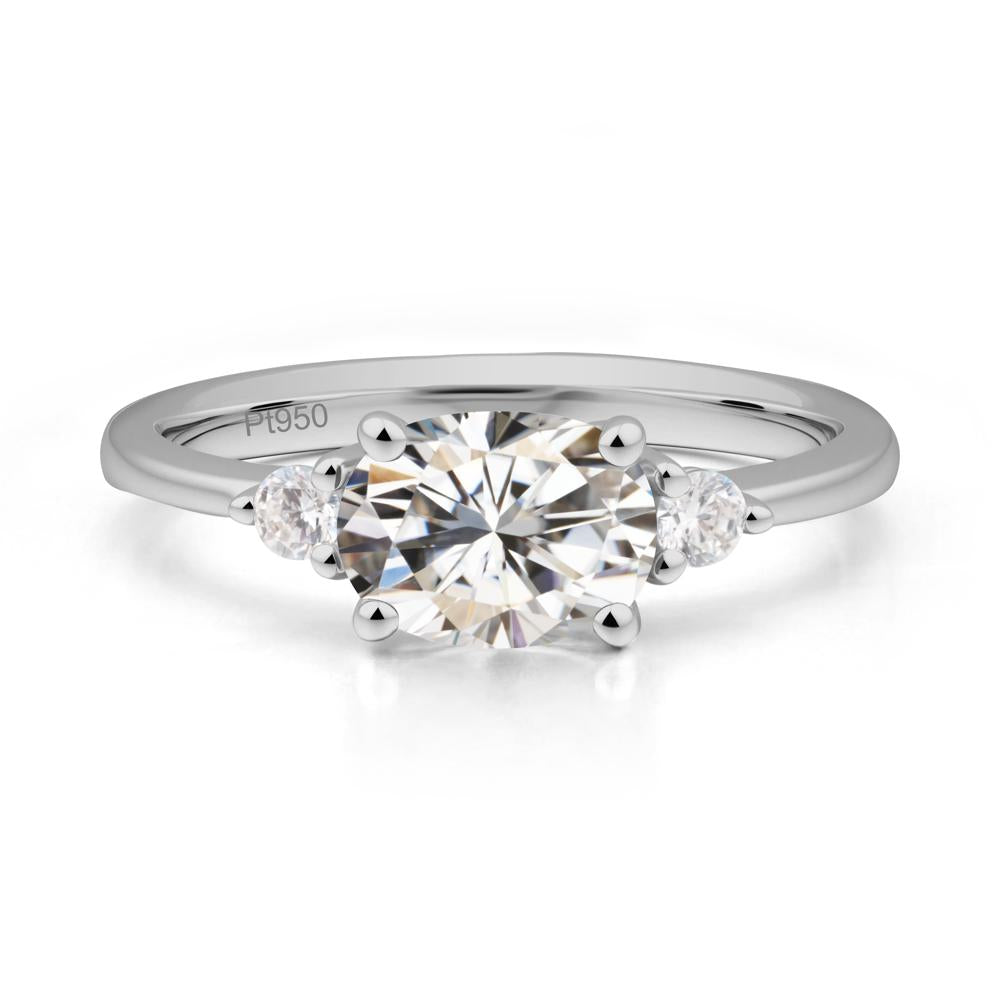 Oval East West Moissanite Trilogy Ring - LUO Jewelry #metal_platinum