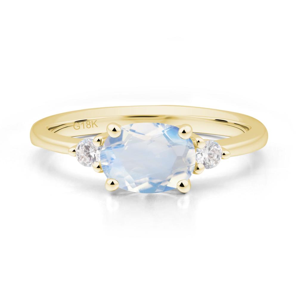 Oval East West Moonstone Trilogy Ring - LUO Jewelry #metal_18k yellow gold