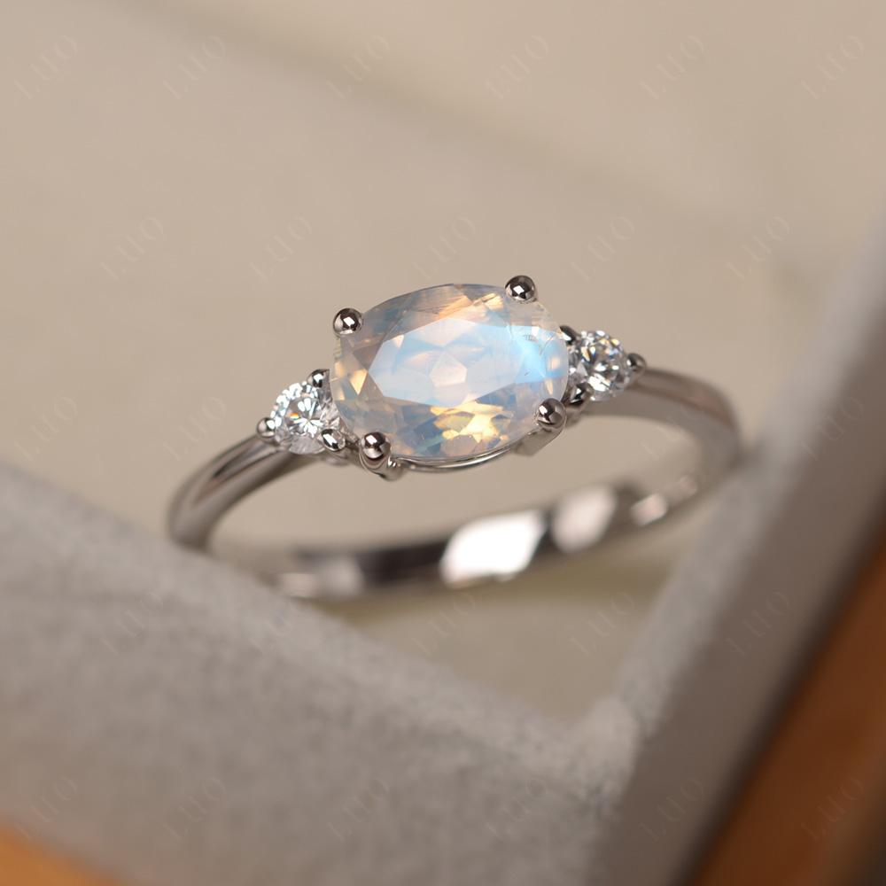 Oval East West Moonstone Trilogy Ring - LUO Jewelry