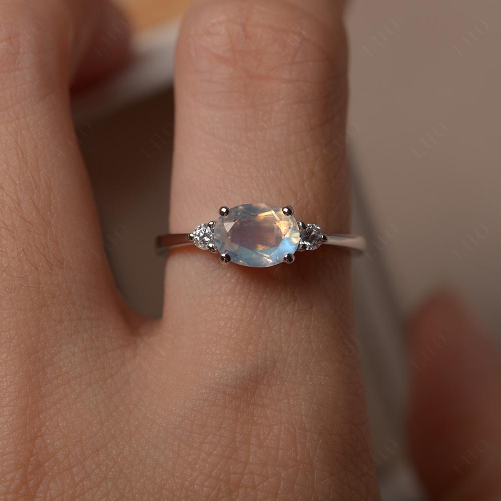 Oval East West Moonstone Trilogy Ring - LUO Jewelry