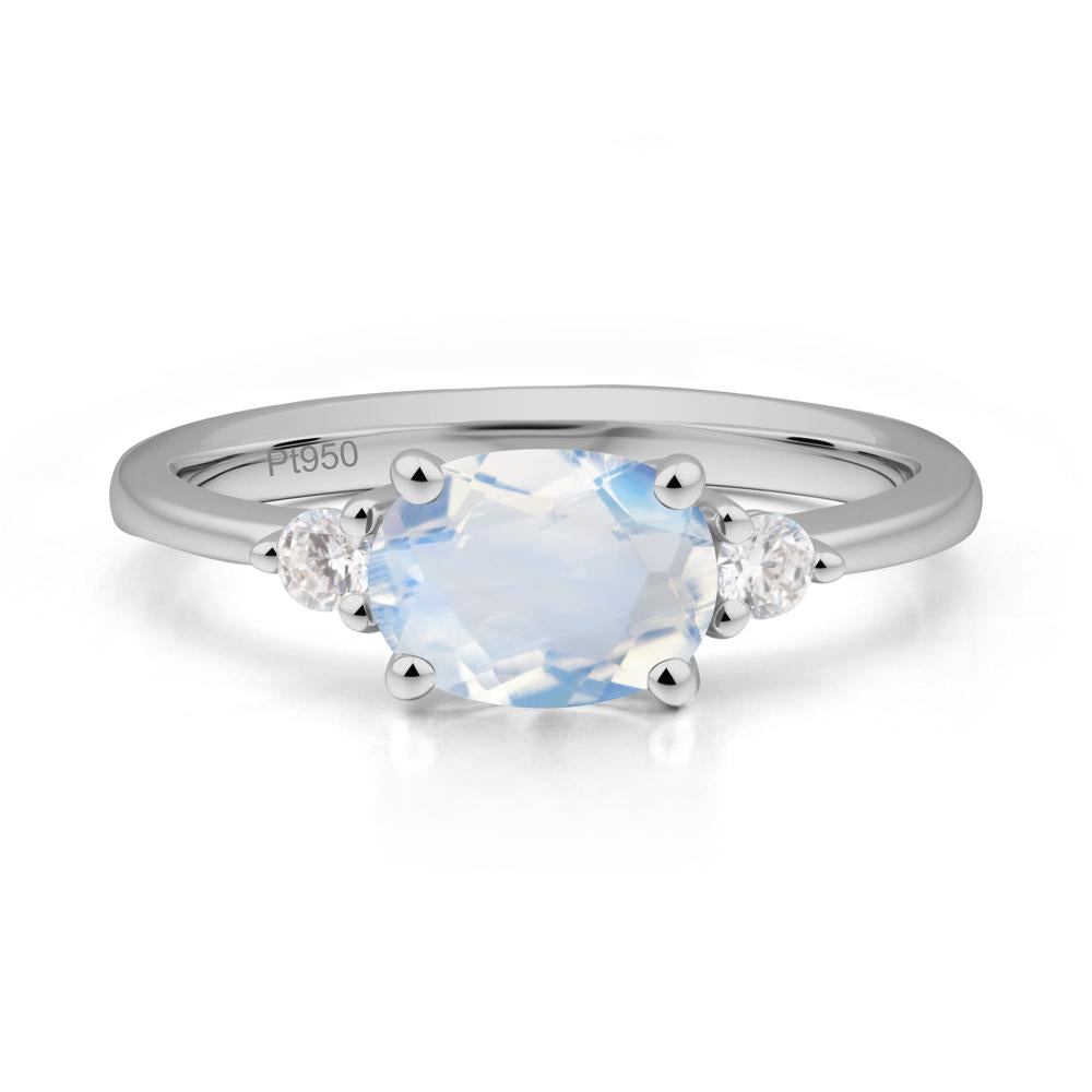 Oval East West Moonstone Trilogy Ring - LUO Jewelry #metal_platinum