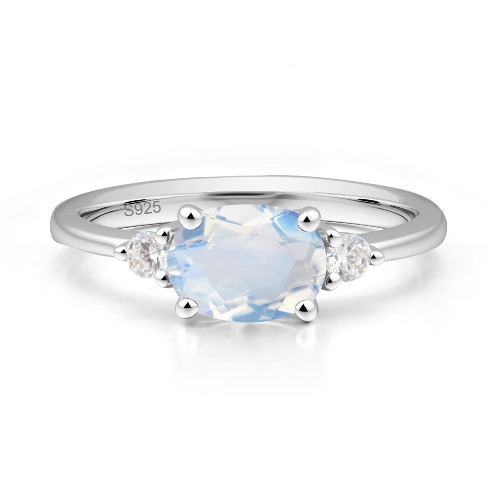 Oval East West Moonstone Trilogy Ring - LUO Jewelry #metal_sterling silver