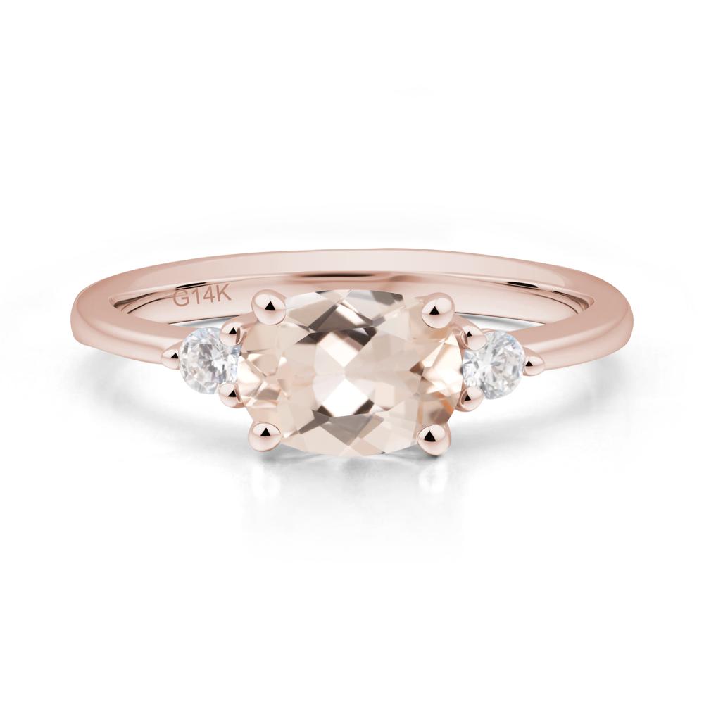 Oval East West Morganite Trilogy Ring - LUO Jewelry #metal_14k rose gold