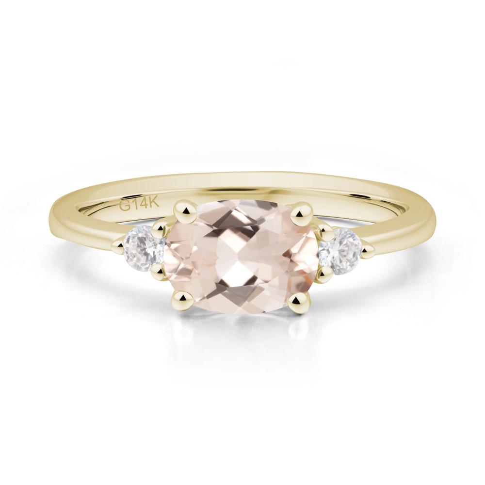 Oval East West Morganite Trilogy Ring - LUO Jewelry #metal_14k yellow gold