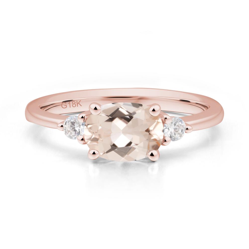 Oval East West Morganite Trilogy Ring - LUO Jewelry #metal_18k rose gold