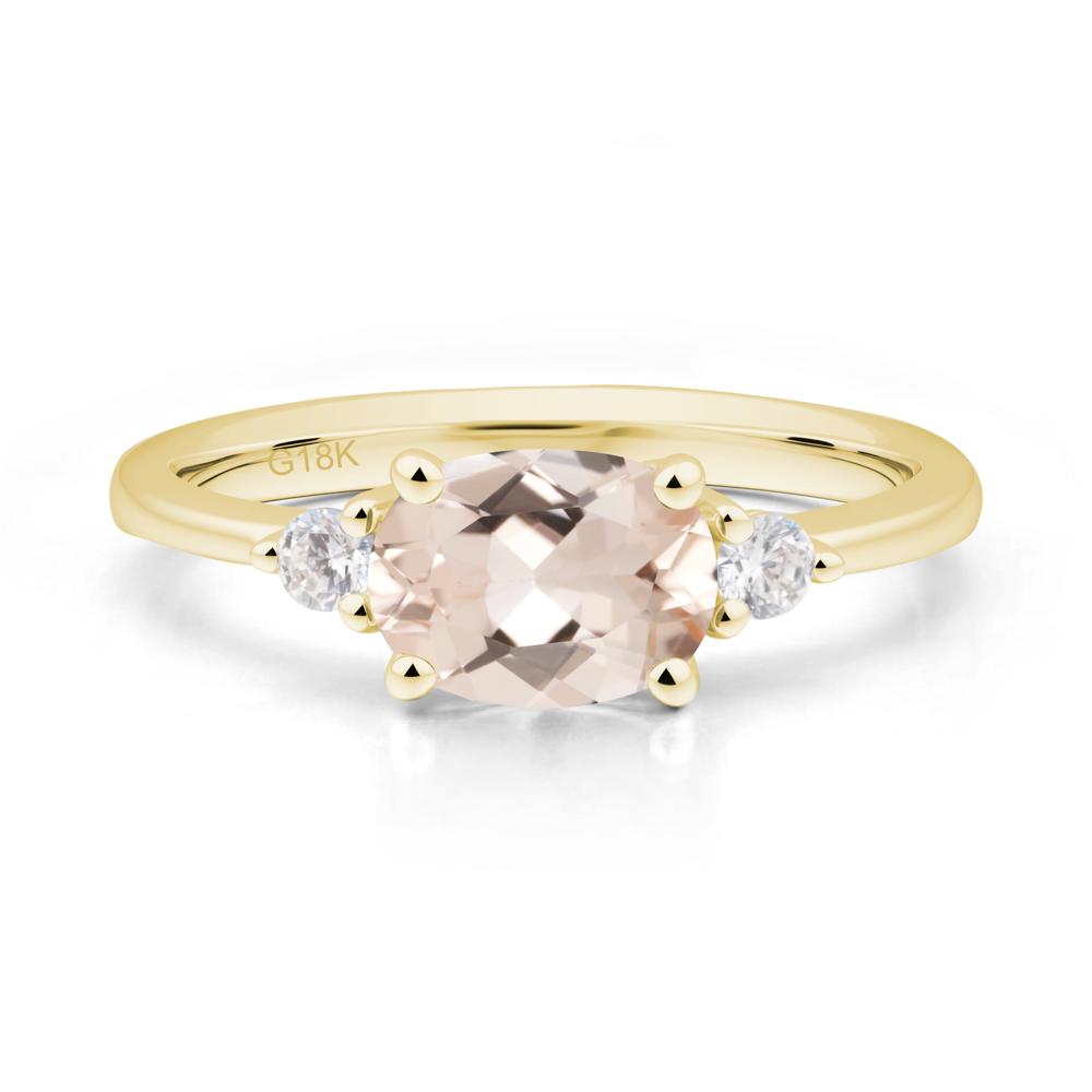Oval East West Morganite Trilogy Ring - LUO Jewelry #metal_18k yellow gold