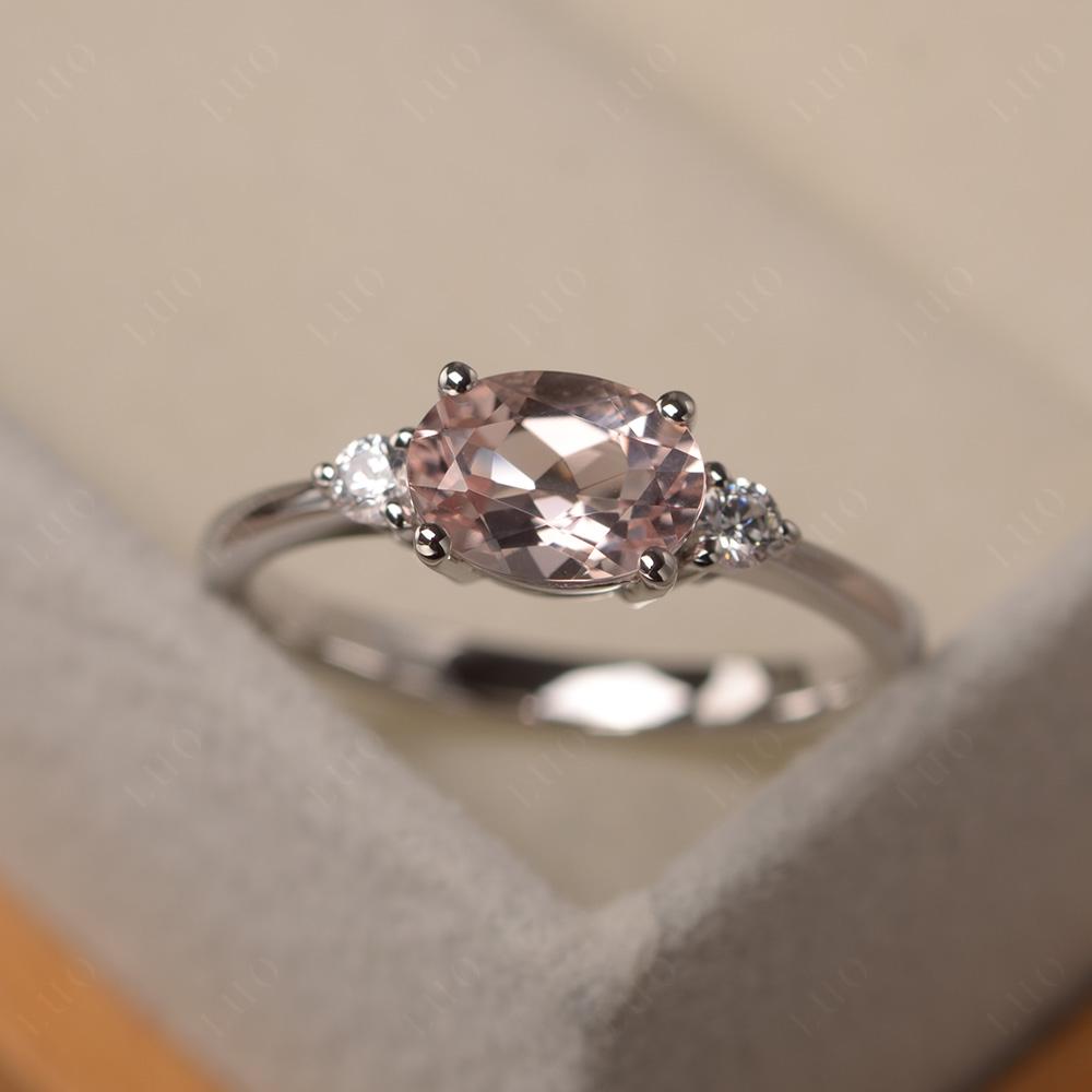 Oval East West Morganite Trilogy Ring - LUO Jewelry
