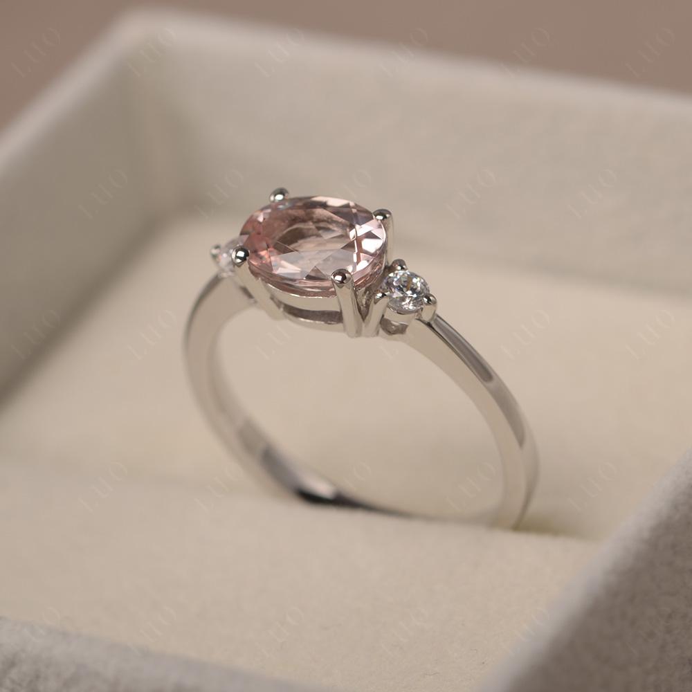 Oval East West Morganite Trilogy Ring - LUO Jewelry