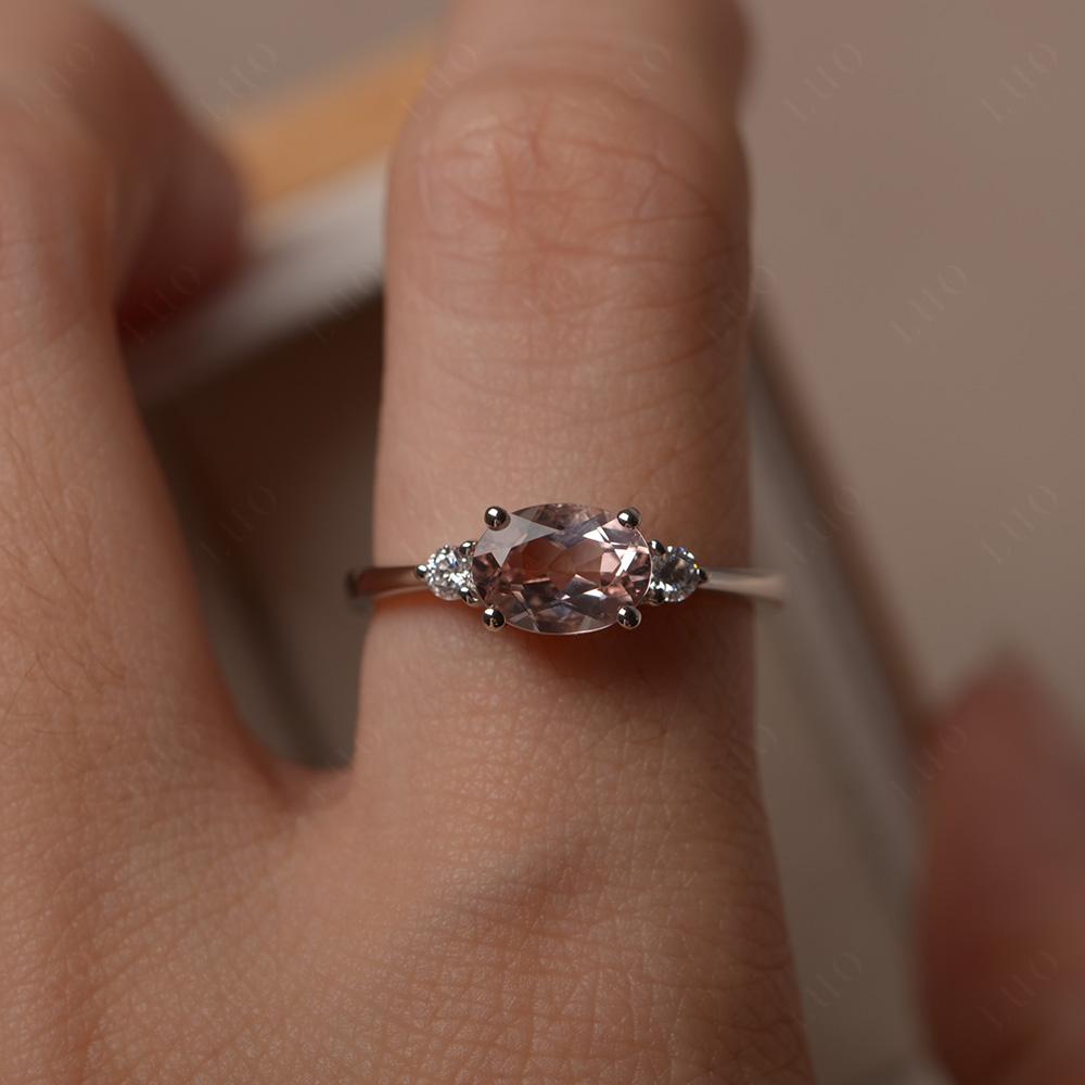 Oval East West Morganite Trilogy Ring - LUO Jewelry