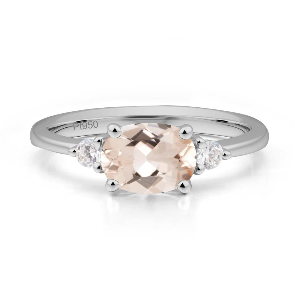 Oval East West Morganite Trilogy Ring - LUO Jewelry #metal_platinum