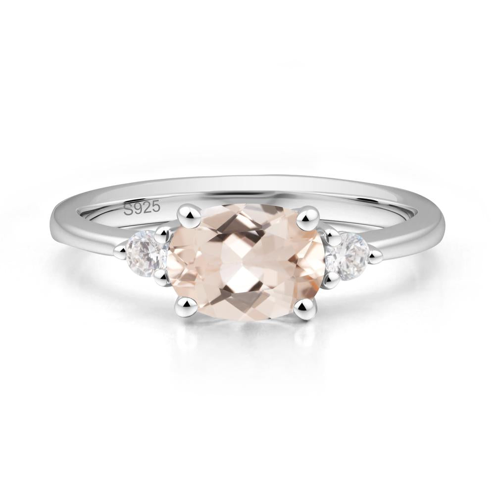 Oval East West Morganite Trilogy Ring - LUO Jewelry #metal_sterling silver