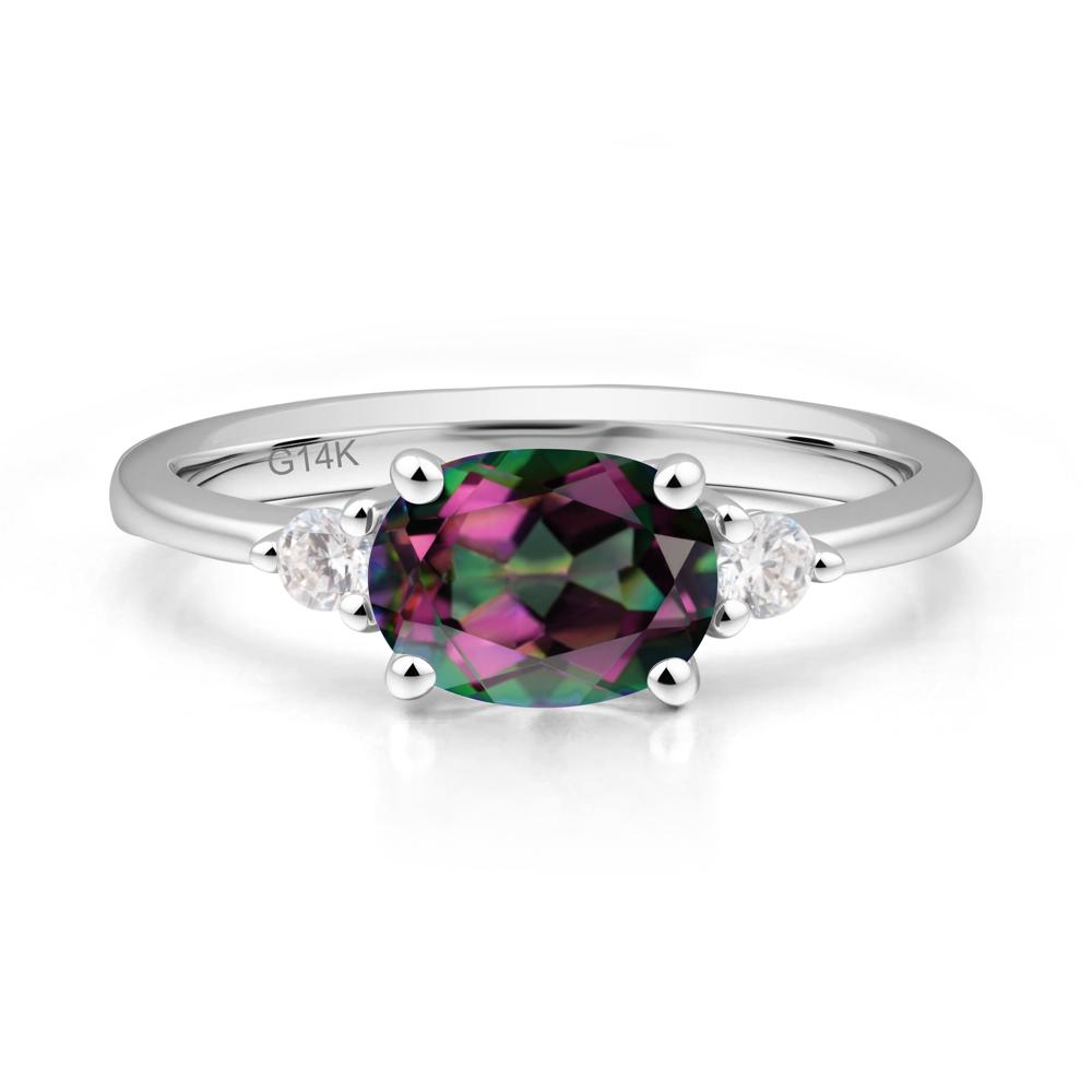 Oval East West Mystic Topaz Trilogy Ring - LUO Jewelry #metal_14k white gold