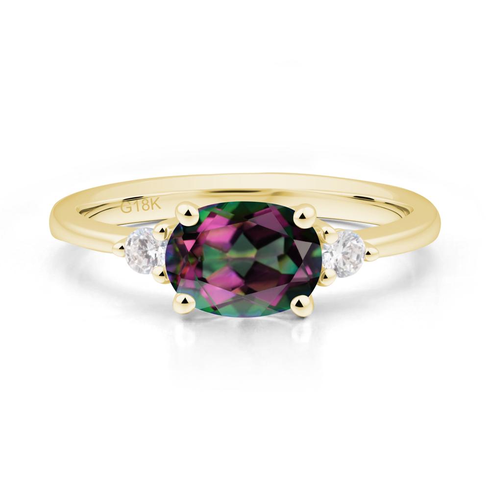 Oval East West Mystic Topaz Trilogy Ring - LUO Jewelry #metal_18k yellow gold