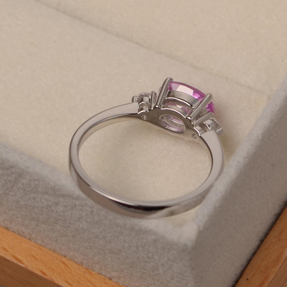 Oval East West Pink Sapphire Trilogy Ring - LUO Jewelry