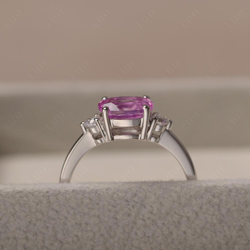 Oval East West Pink Sapphire Trilogy Ring - LUO Jewelry
