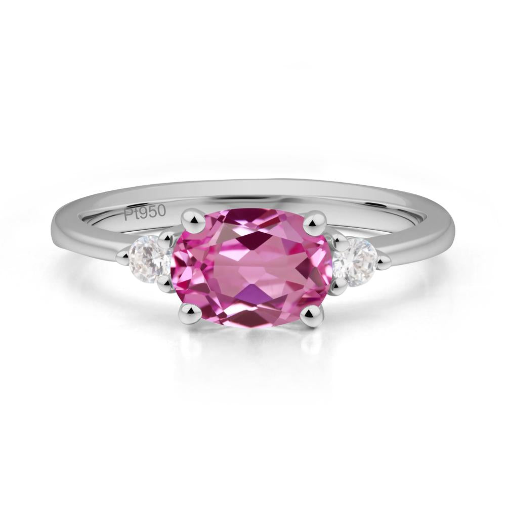 Oval East West Pink Sapphire Trilogy Ring - LUO Jewelry #metal_platinum
