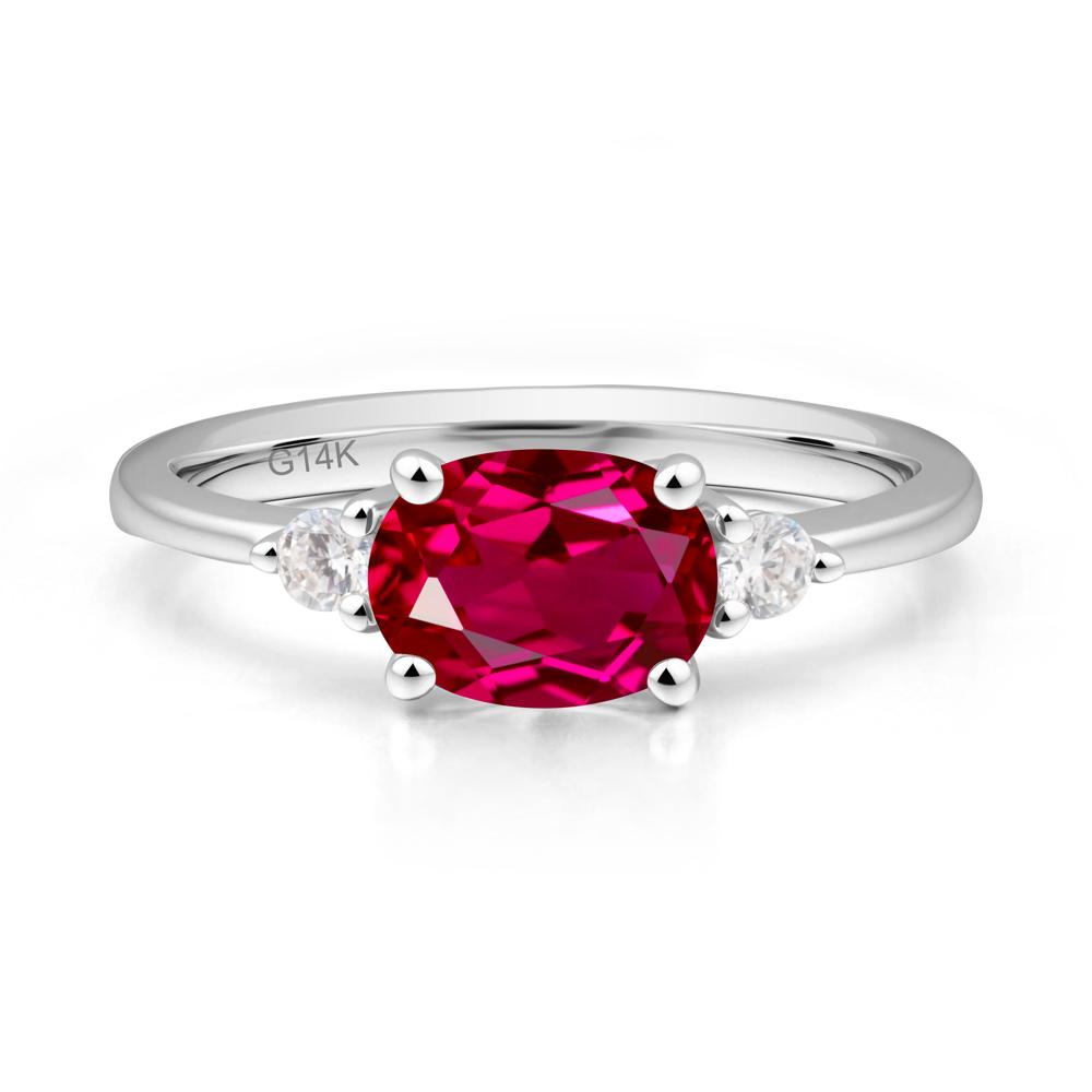 Oval East West Ruby Trilogy Ring - LUO Jewelry #metal_14k white gold