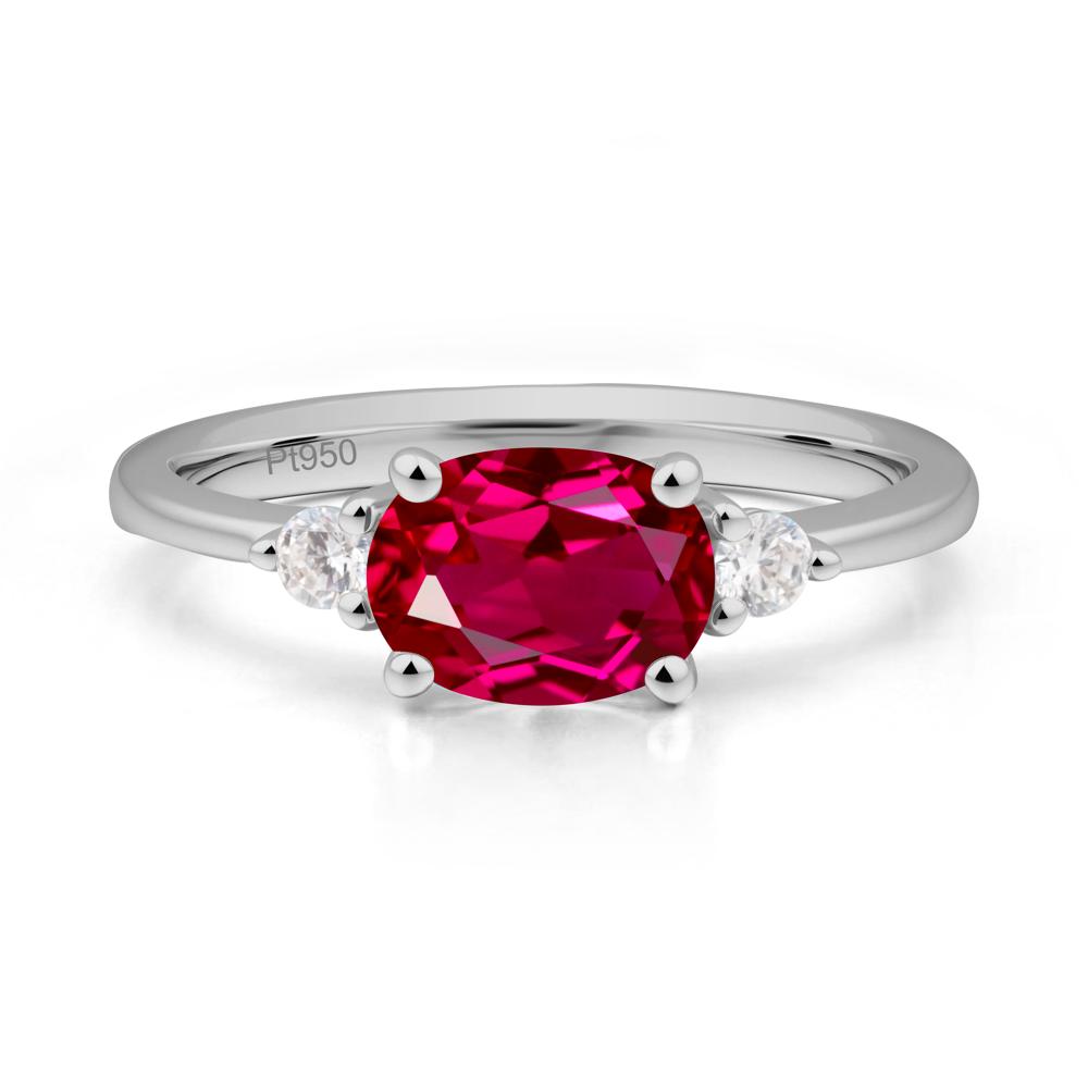 Oval East West Ruby Trilogy Ring - LUO Jewelry #metal_platinum