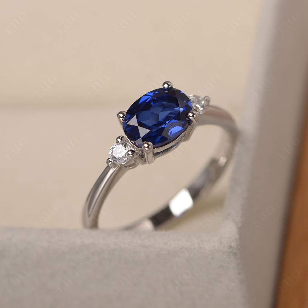Oval East West Sapphire Trilogy Ring - LUO Jewelry