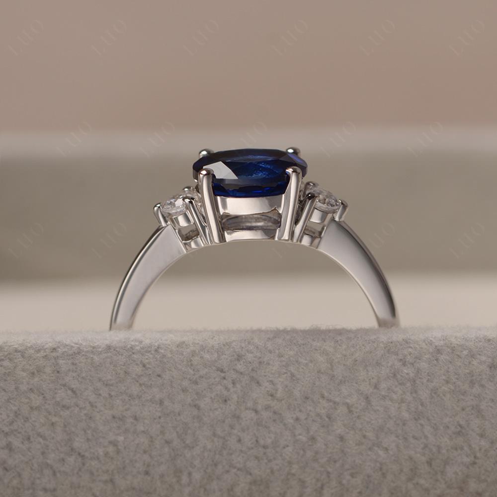 Oval East West Sapphire Trilogy Ring - LUO Jewelry