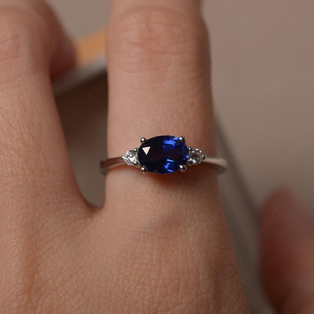 Oval East West Sapphire Trilogy Ring - LUO Jewelry