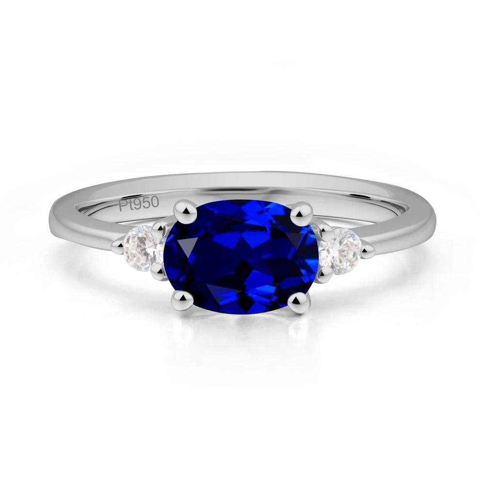 Oval East West Sapphire Trilogy Ring - LUO Jewelry #metal_platinum