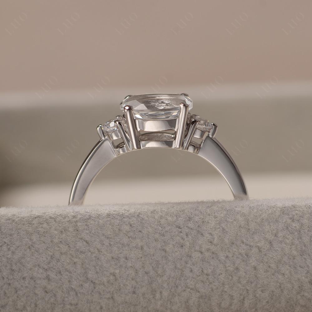 Oval East West White Topaz Trilogy Ring - LUO Jewelry