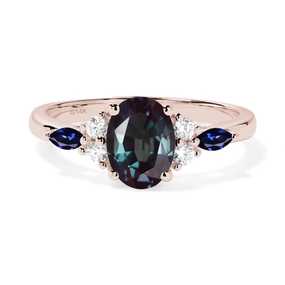 Simple Oval Alexandrite Engagement Ring - LUO Jewelry #metal_14k rose gold