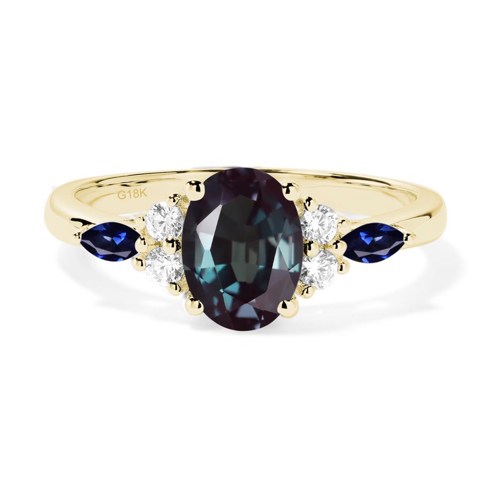 Simple Oval Alexandrite Engagement Ring - LUO Jewelry #metal_18k yellow gold