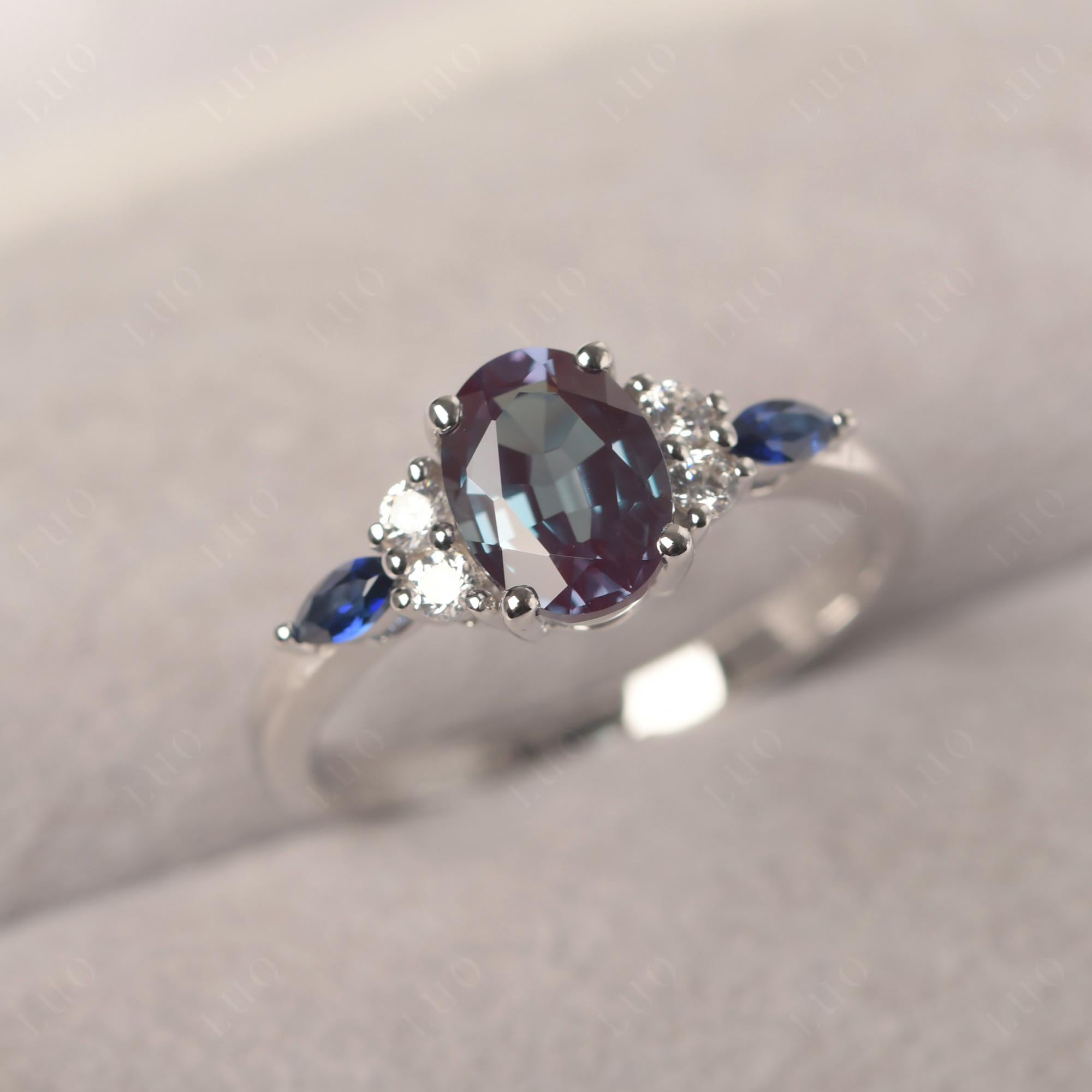 Simple Oval Alexandrite Engagement Ring - LUO Jewelry