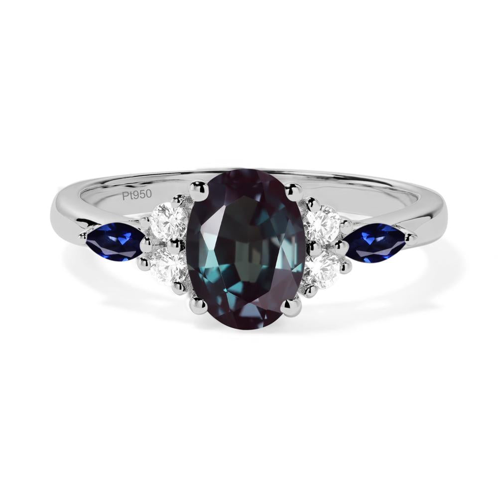 Simple Oval Alexandrite Engagement Ring - LUO Jewelry #metal_platinum