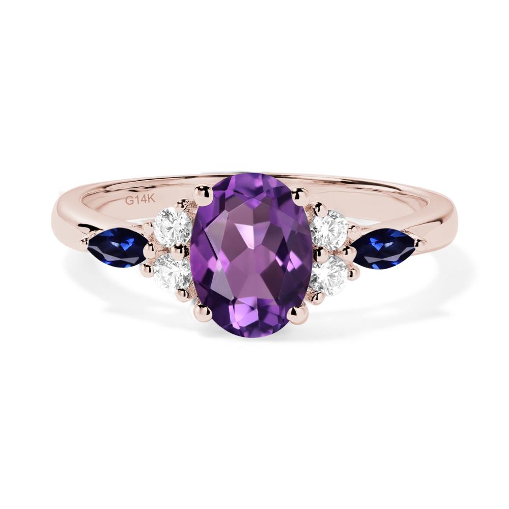 Simple Oval Amethyst Engagement Ring - LUO Jewelry #metal_14k rose gold