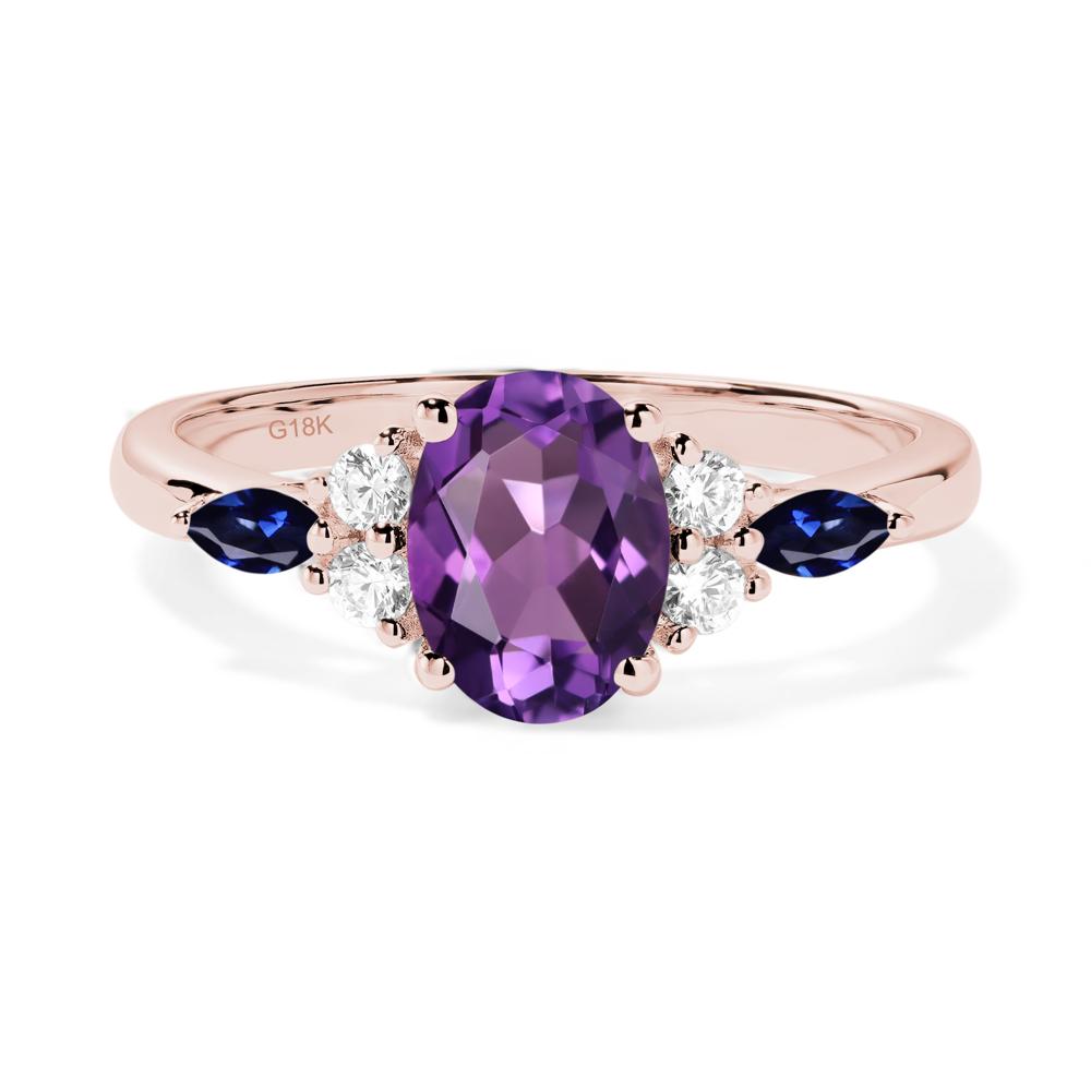 Simple Oval Amethyst Engagement Ring - LUO Jewelry #metal_18k rose gold