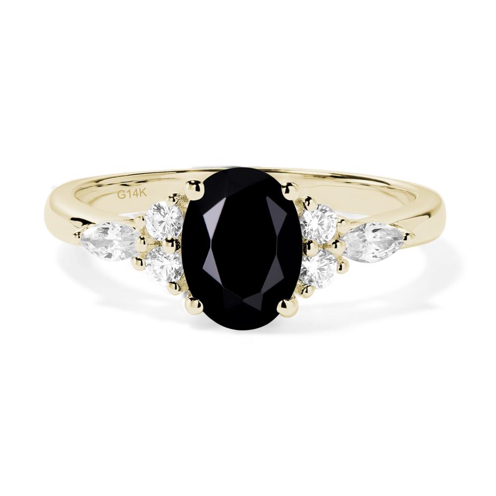 Simple Oval Black Spinel Engagement Ring - LUO Jewelry #metal_14k yellow gold