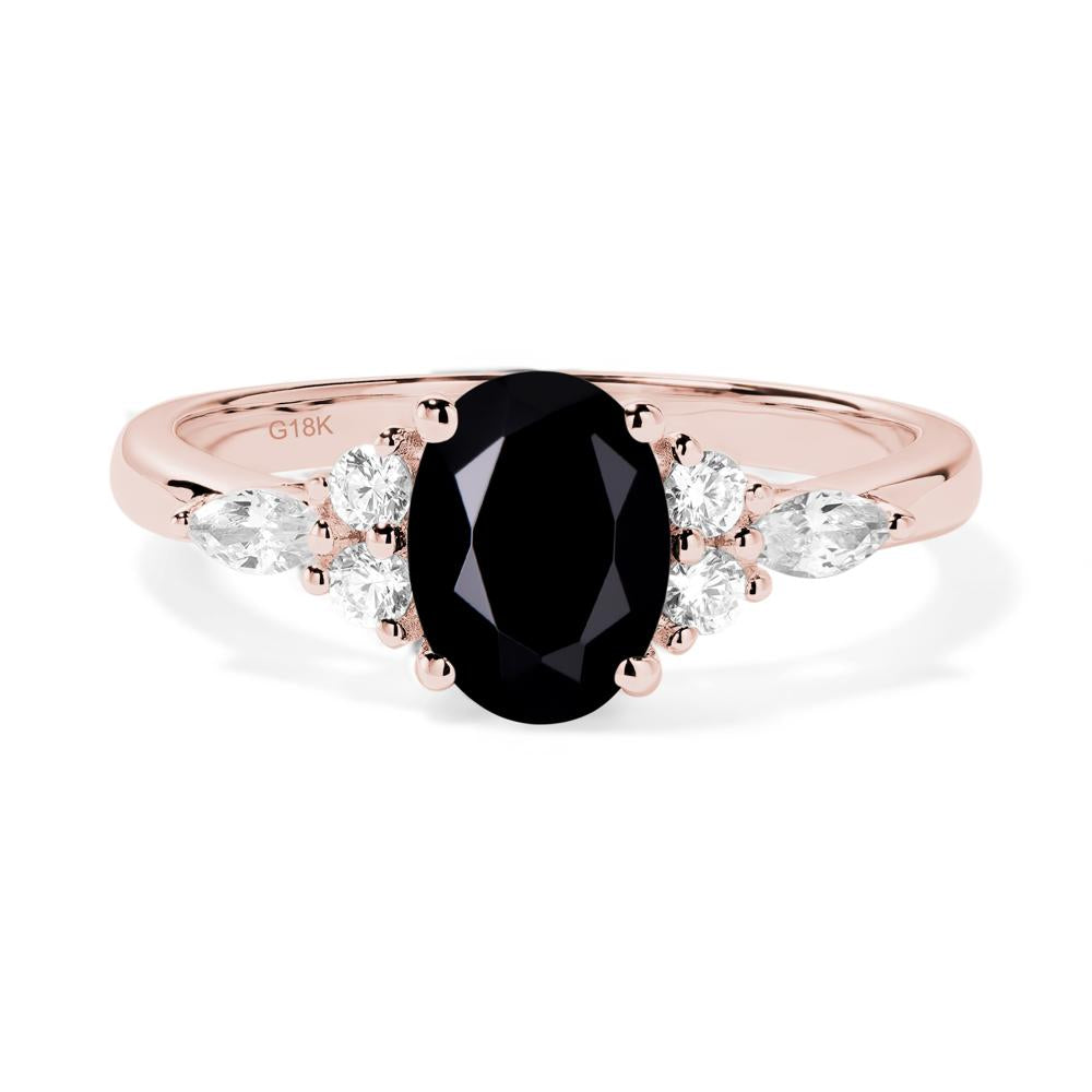 Simple Oval Black Spinel Engagement Ring - LUO Jewelry #metal_18k rose gold
