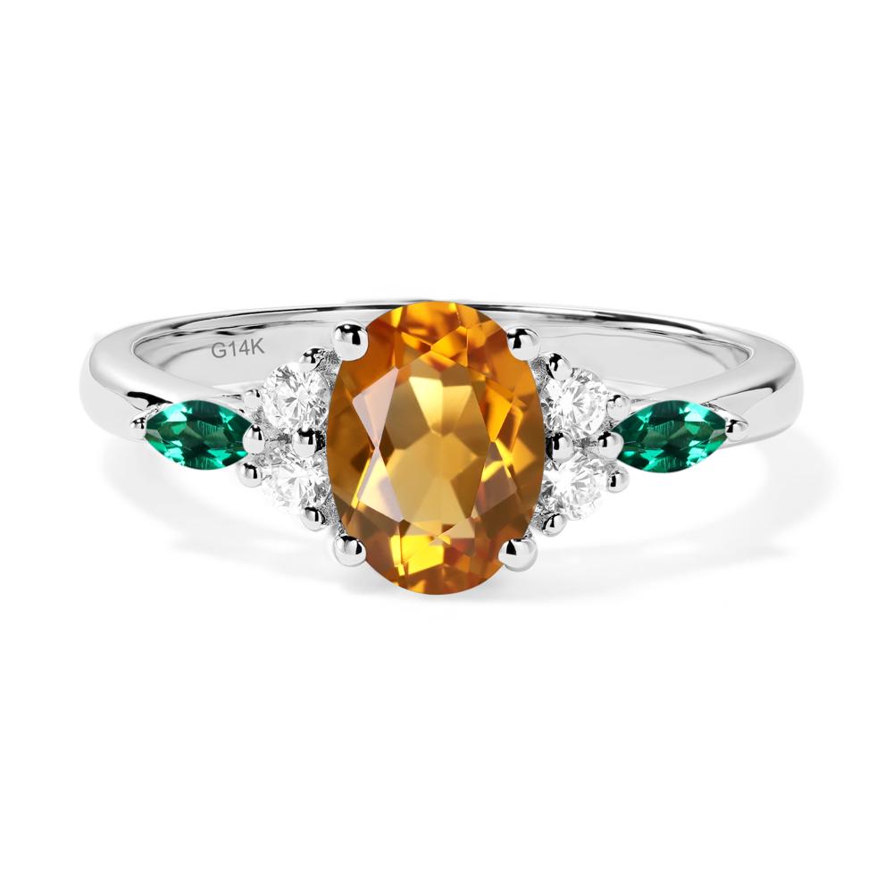 Simple Oval Citrine Engagement Ring - LUO Jewelry #metal_14k white gold