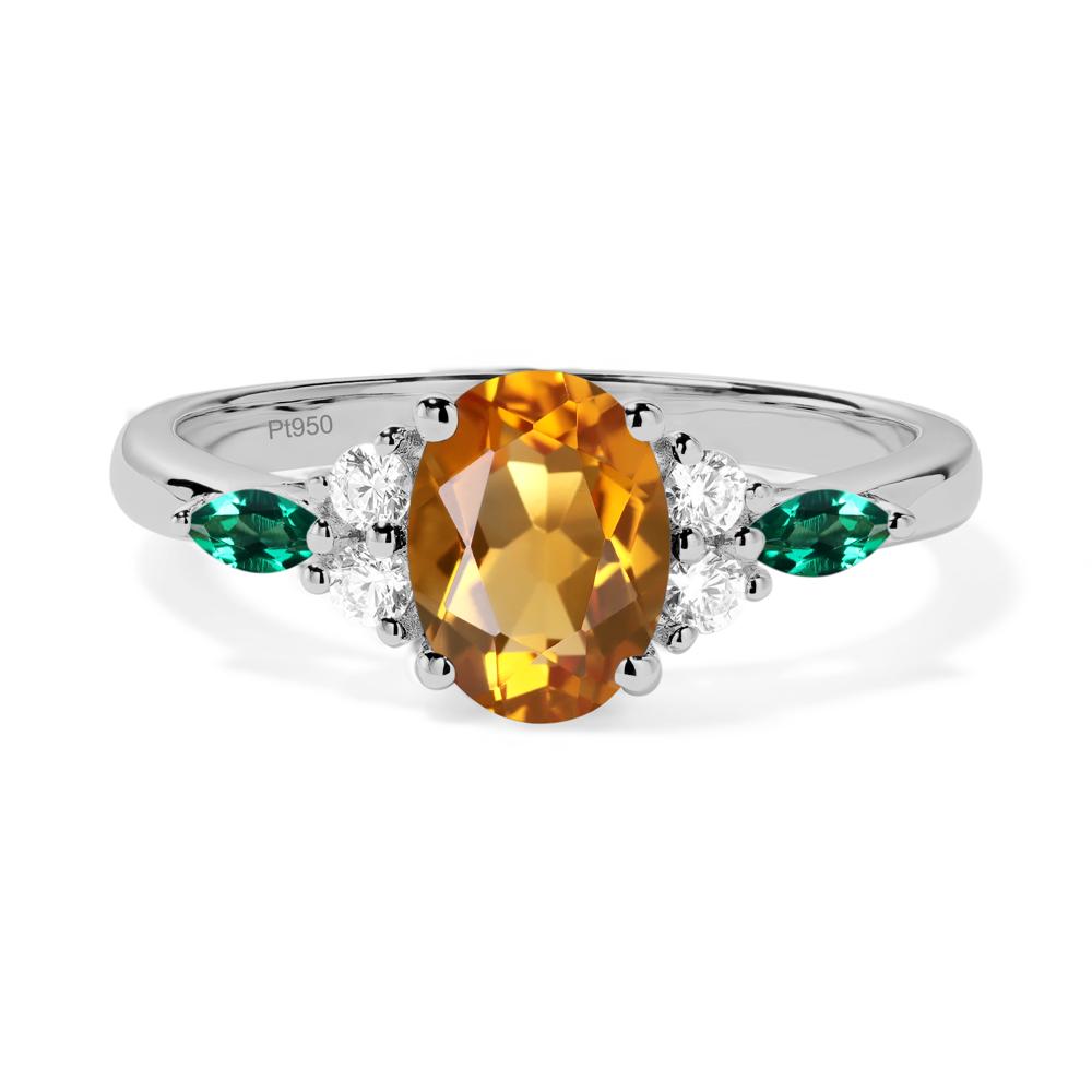 Simple Oval Citrine Engagement Ring - LUO Jewelry #metal_platinum