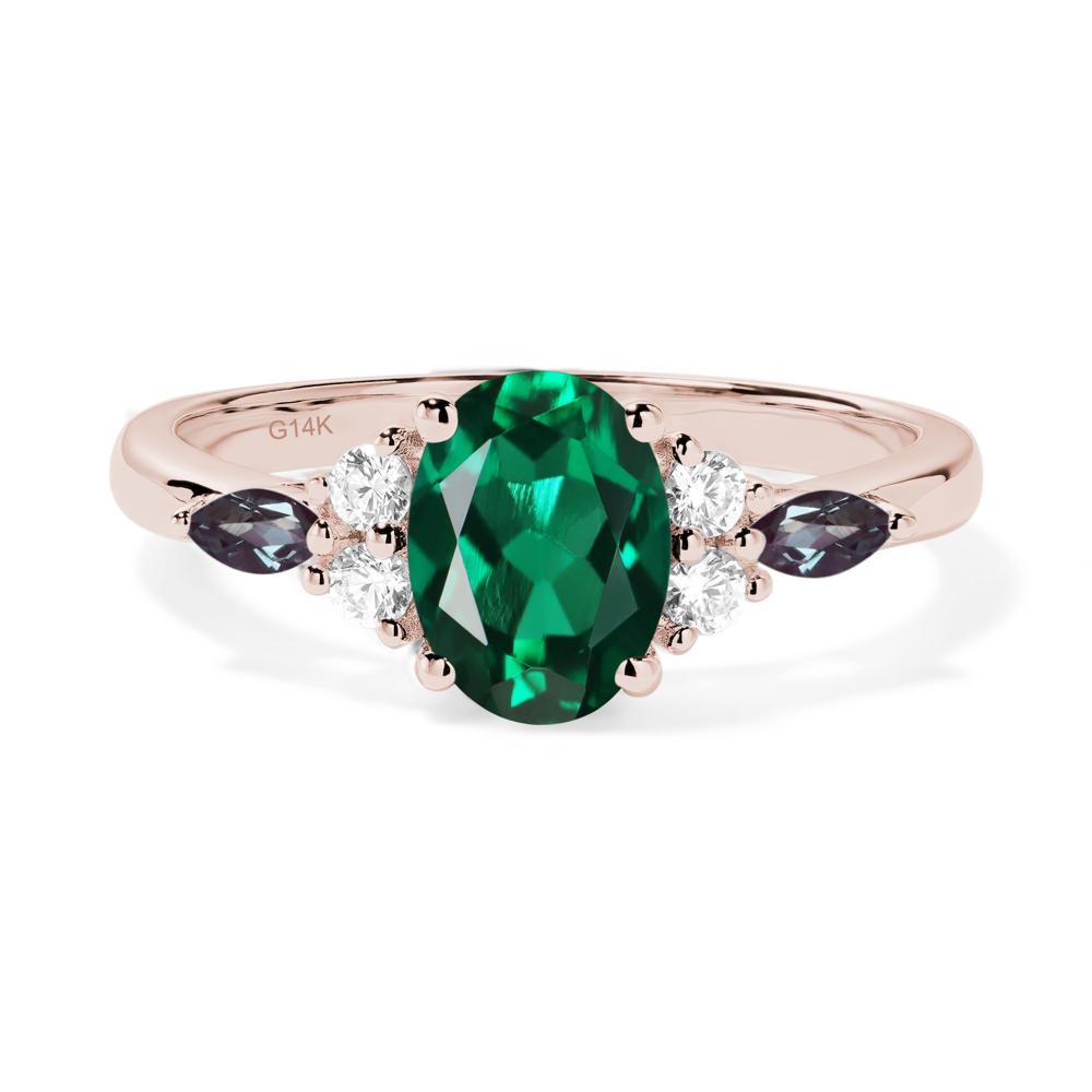 Simple Oval Emerald Engagement Ring - LUO Jewelry #metal_14k rose gold
