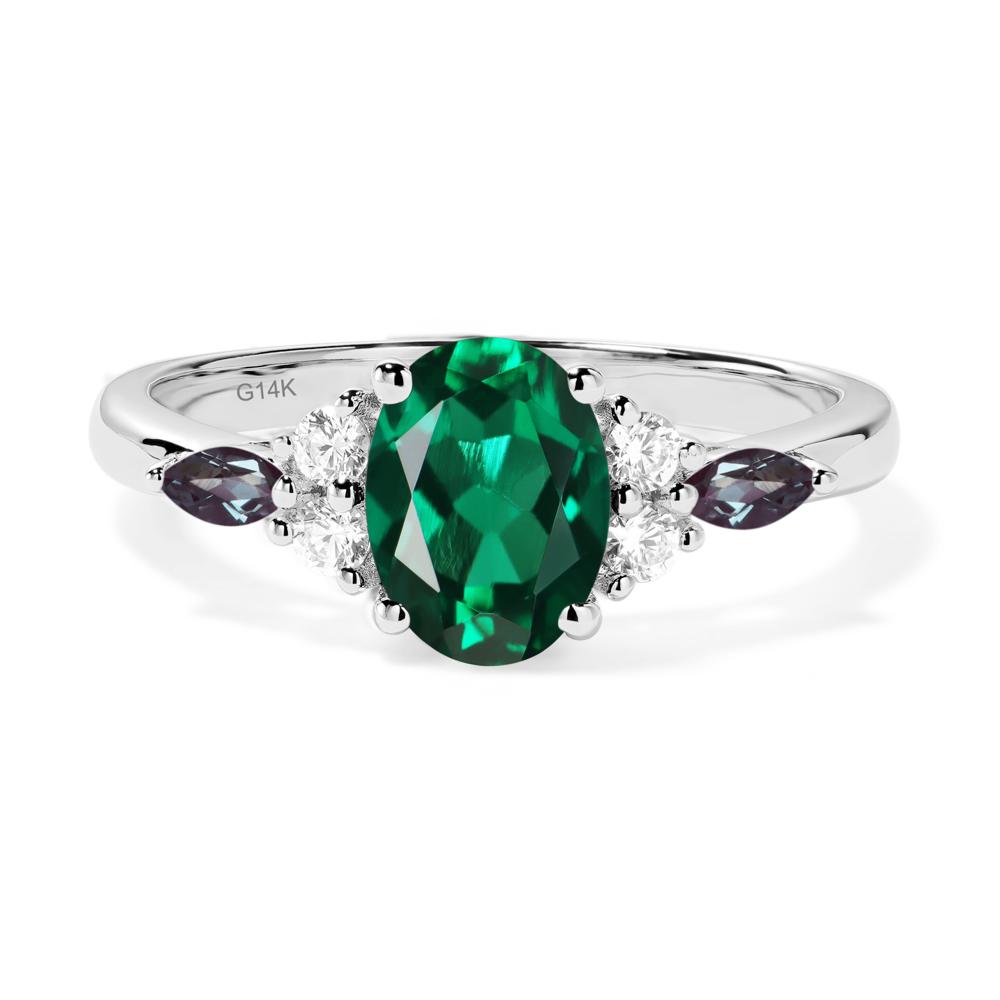 Simple Oval Emerald Engagement Ring - LUO Jewelry #metal_14k white gold