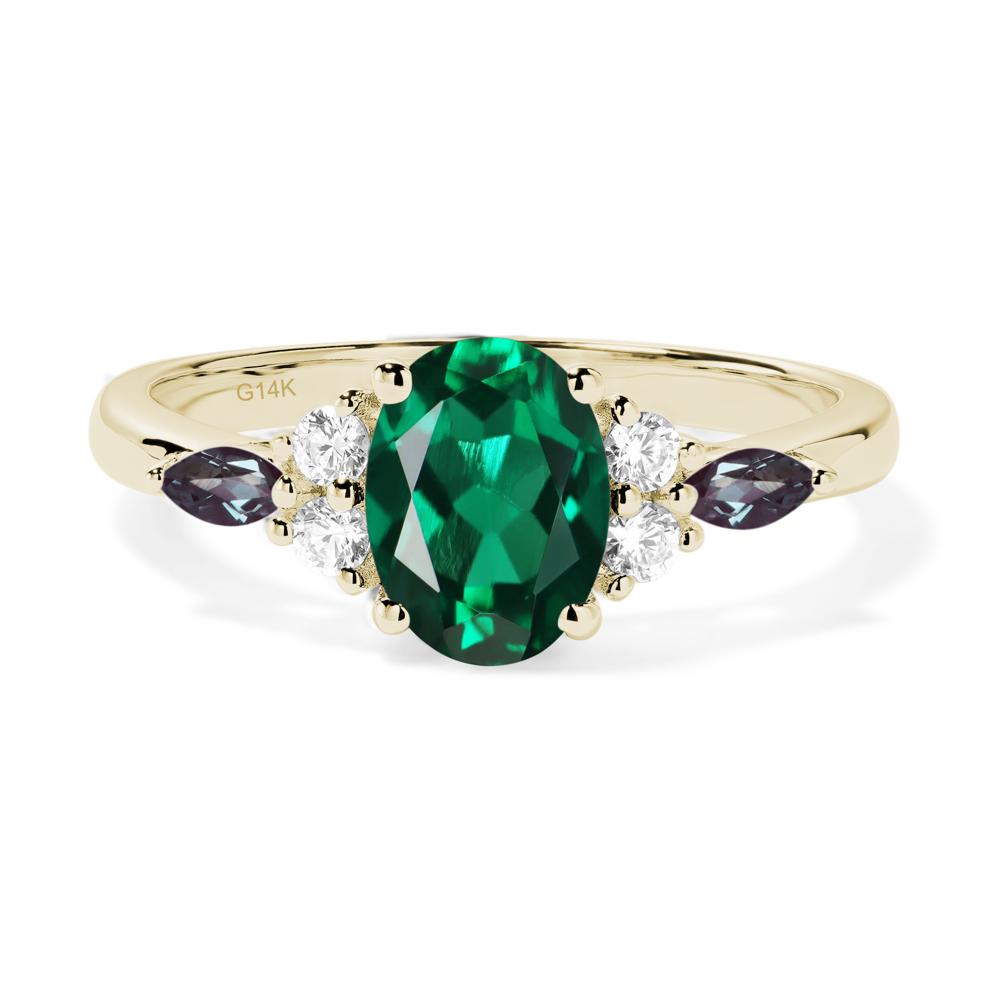 Simple Oval Emerald Engagement Ring - LUO Jewelry #metal_14k yellow gold